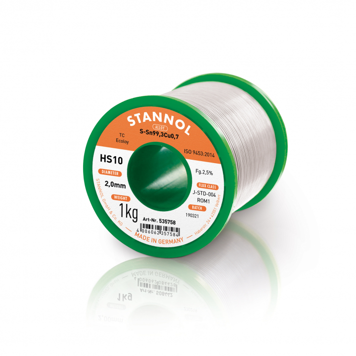 Fil De Soudure Stannol Tsc Ecoloy HS10 – 250g, ø1mm, Sn95,5Ag3,8Cu0,7